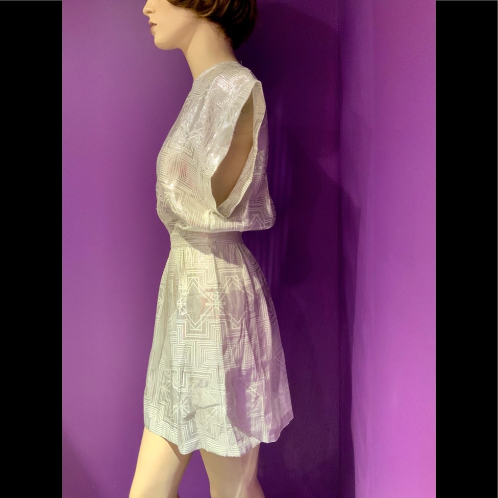 Gorgeous sass & bide Silver and White Silk Geometric Dress - Picture 3 of 4